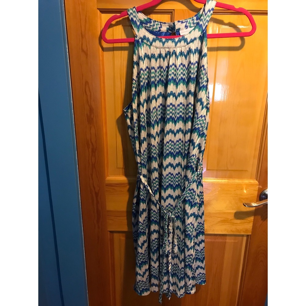 High Neck Shift Dress with Belt